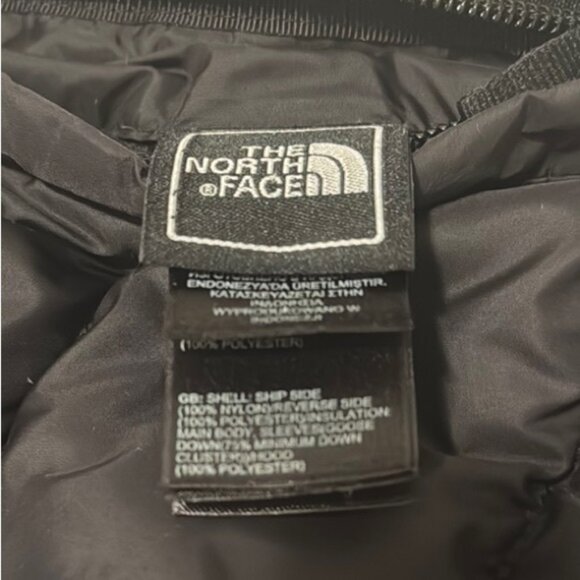 The North Face Black Plaid Reversible Down Hooded Puffer Jacket Coat Boys XL - Picture 10 of 11